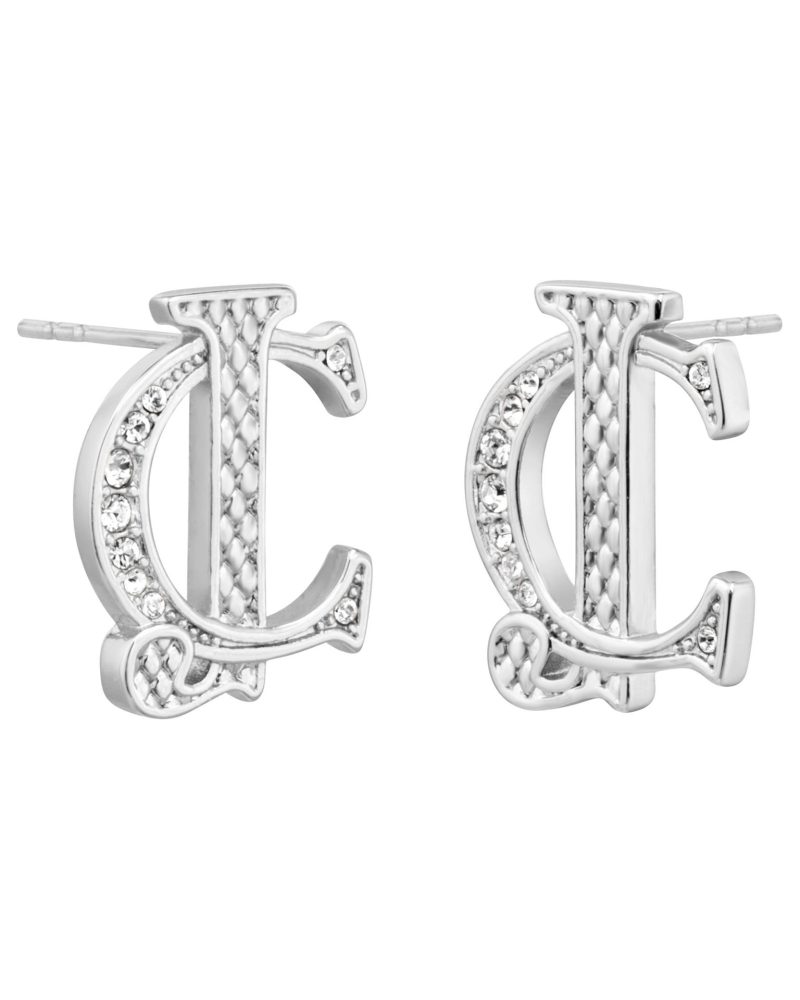 Just Cavalli Grey Crystal-Embellished Luxury Studs