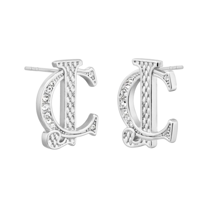 Just Cavalli Grey Crystal-Embellished Luxury Studs