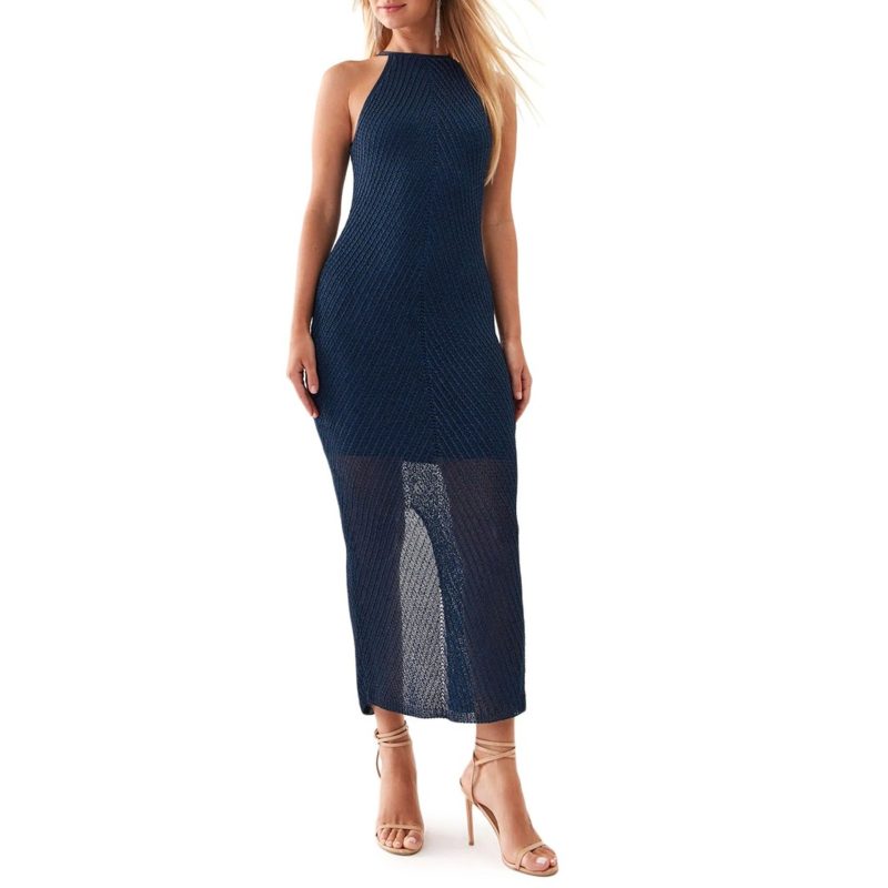 Guess Navy Blue Halter Maxi Dress