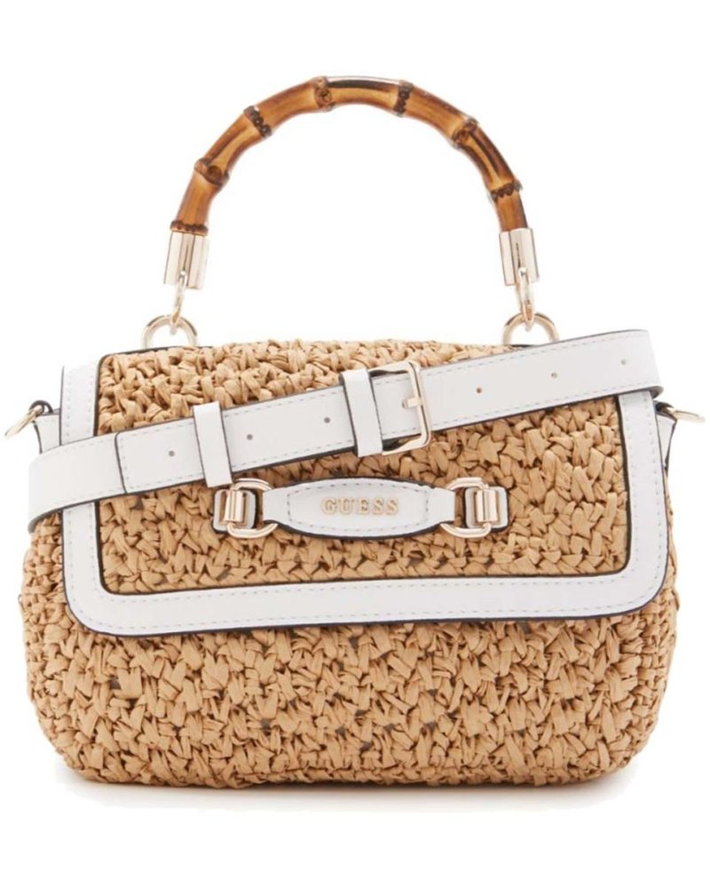 Guess Natural-Tone Faux Wood Handle Bag
