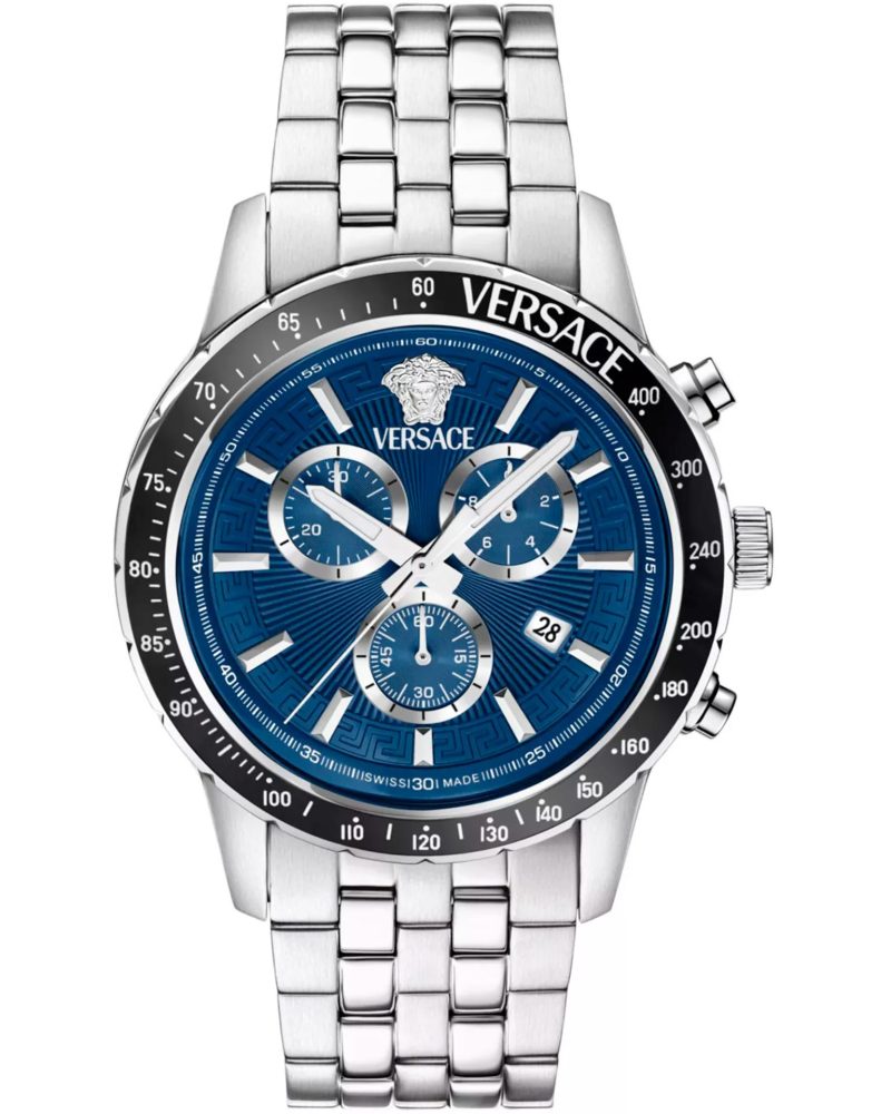Versace Blue Dial Chronograph Steel Watch
