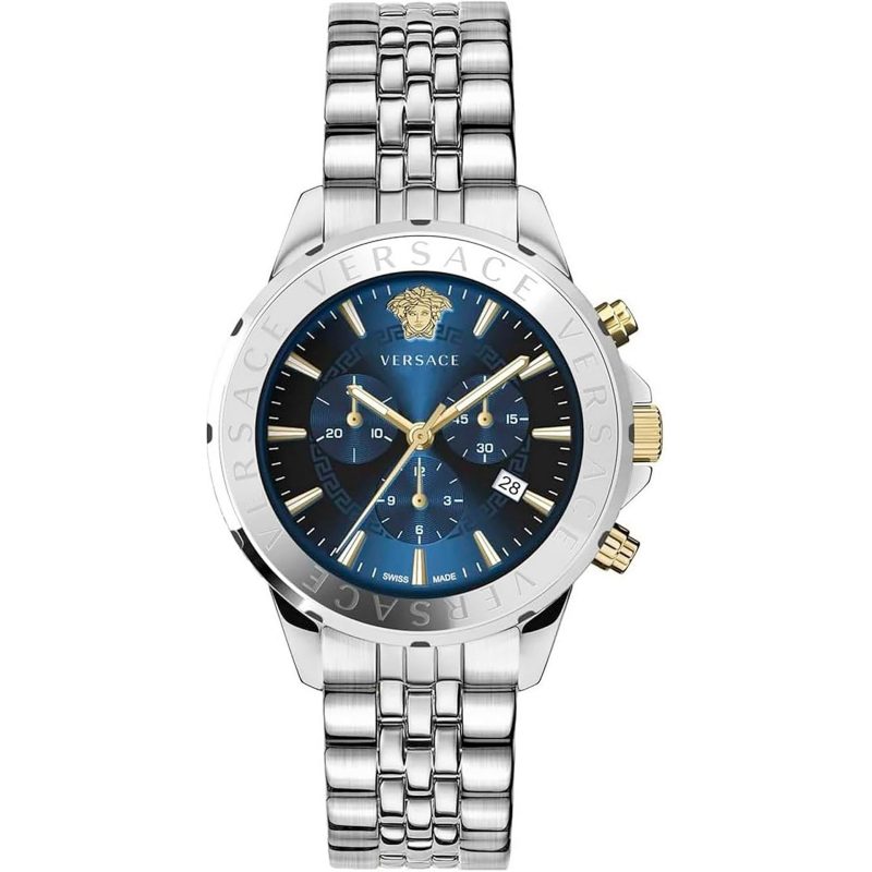 Versace Steel & Blue Chronograph